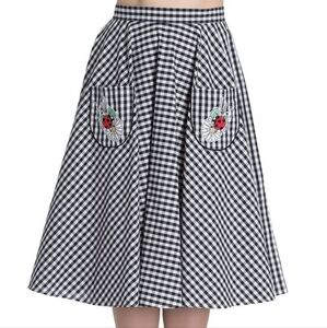 EUC M Hell Bunny Gingham Lady Bug Skirt